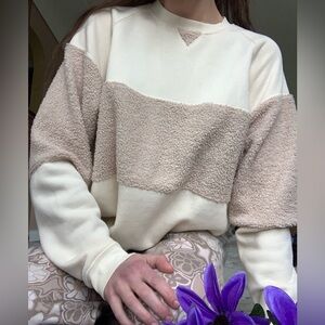 Donni. Eco Fleece Sherpa Tri Crewneck Sweater